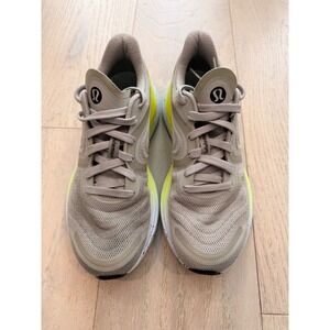 Lululemon Blissfeel Running Shoes Womens Beige Neon Yellow Speckled Midsole